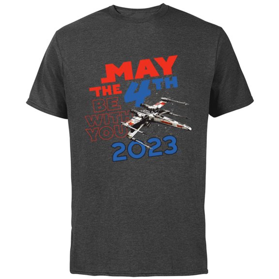 Star Wars Day May the 4th Be With You 2023 X-Wing Fighter - Short Sleeve Cotton T-Shirt for Adults - Customized-Charcoal