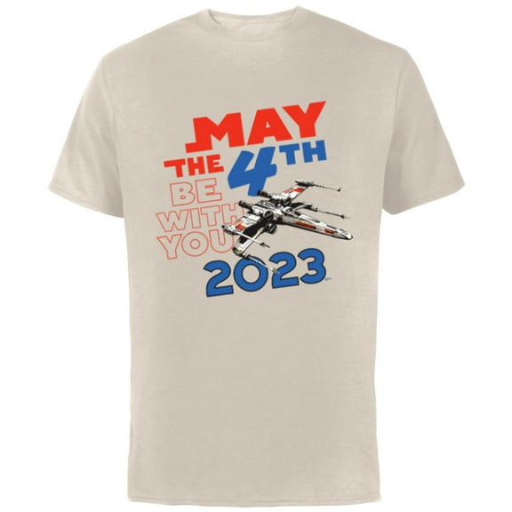 Star Wars Day May the 4th Be With You 2023 X-Wing Fighter - Short Sleeve Cotton T-Shirt for Adults - Customized-Natural