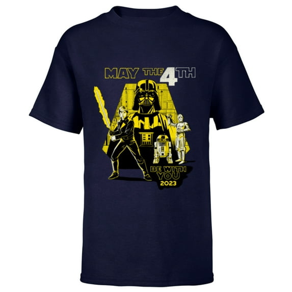 Star Wars Day May the 4th Be With You Return of the Jedi 40 - Short Sleeve T-Shirt for Kids - Customized-Navy