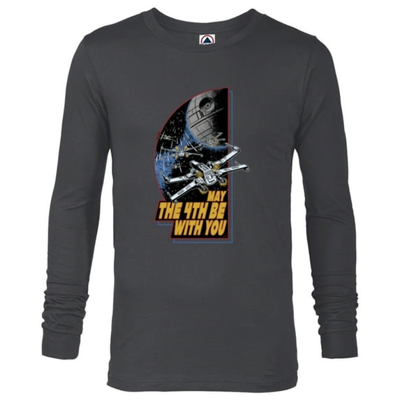 Star Wars Day May the 4th Be With You Vintage Space Battle - Long Sleeve T-Shirt for Men - Customized-Charcoal Heather