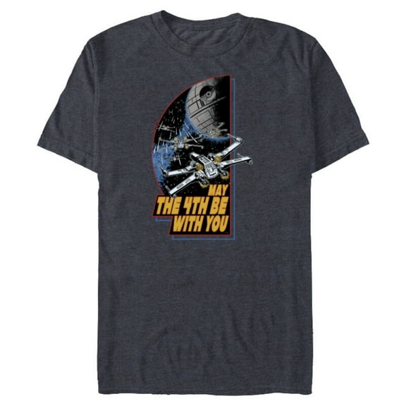 Star Wars Day May the 4th Be With You Vintage Space Battle - Short Sleeve Blended T-Shirt for Adults - Customized-Navy Heather