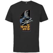 Star Wars Day May the 4th Be With You Vintage Space Battle - Short Sleeve Cotton T-Shirt for Adults - Customized-Black