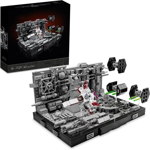 Star Wars Death Star Trench Run Diorama 75329 Set for Adults, Room Décor Memorabilia Gift with Darth Vader’s TIE Advanced Fighter