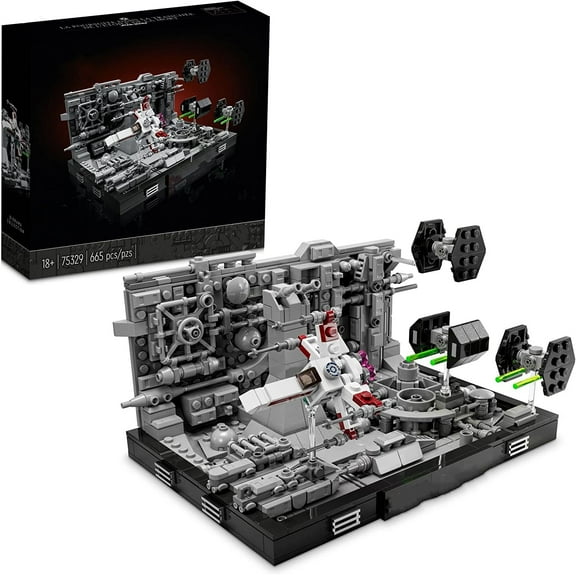 Star Wars Death Star Trench Run Diorama 75329 Set for Adults, Room Dcor Memorabilia Gift with Darth Vaders TIE Advanced Fighter