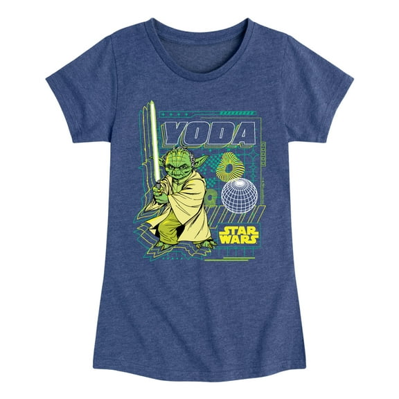Star Wars - Digital Yoda - Toddler And Youth Girls Fitted Short Sleeve Tee