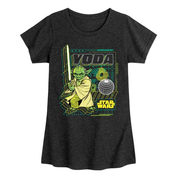 Star Wars - Digital Yoda - Toddler And Youth Girls Fitted Short Sleeve Tee