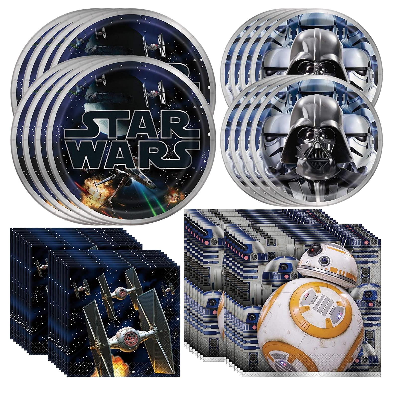 Star Wars Dinnerware Party Bundle - 16 Luncheon & 16 Beverage Napkins ...