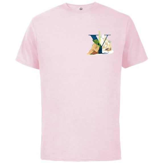 Star Wars Disney Alphabet Monogram Letter Y for Yoda - Short Sleeve Cotton T-Shirt for Adults - Customized-Soft Pink
