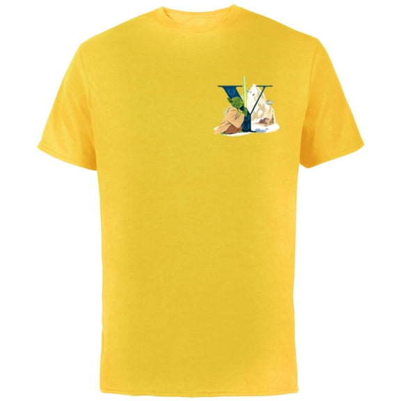 Star Wars Disney Alphabet Monogram Letter Y for Yoda - Short Sleeve Cotton T-Shirt for Adults - Customized-Yellow