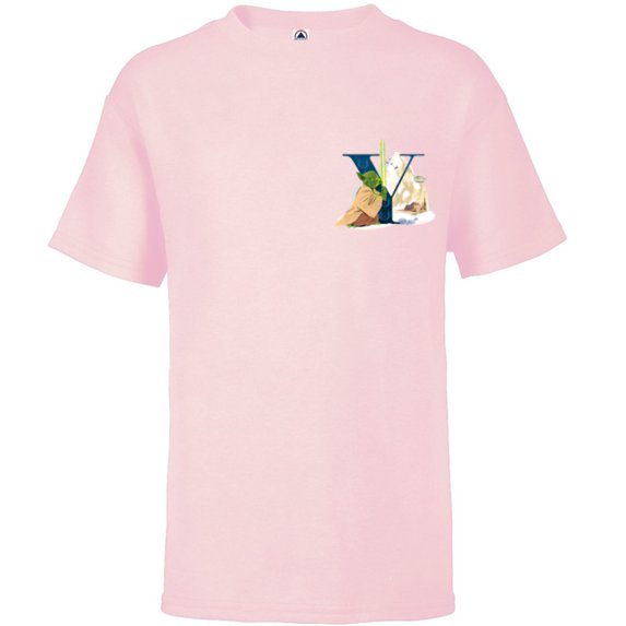 Star Wars Disney Alphabet Monogram Letter Y for Yoda - Short Sleeve T-Shirt for Kids - Customized-Soft Pink