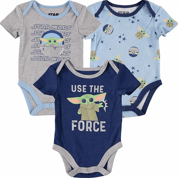 Star Wars Disney The Child Infant Short Sleeve Bodysuits 3-Pack-6-9 Months