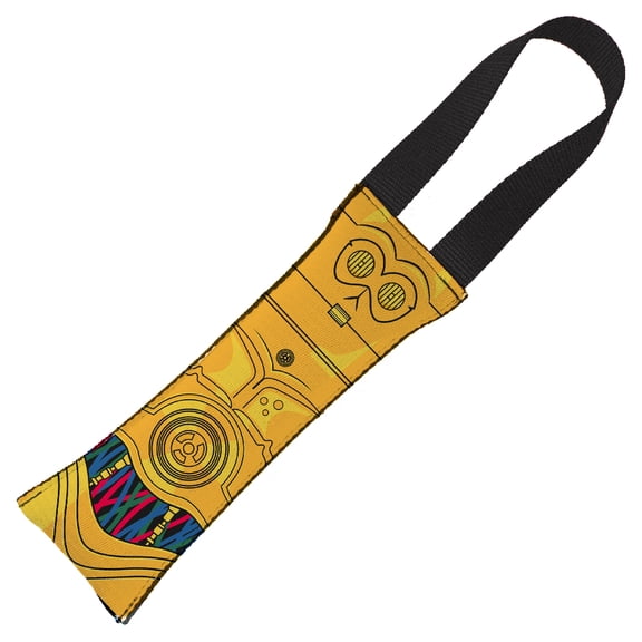 Star Wars Dog Toy, Star Wars C3PO Front View Close Up Wires Black Multi Color Pet Toy, Tug Toy