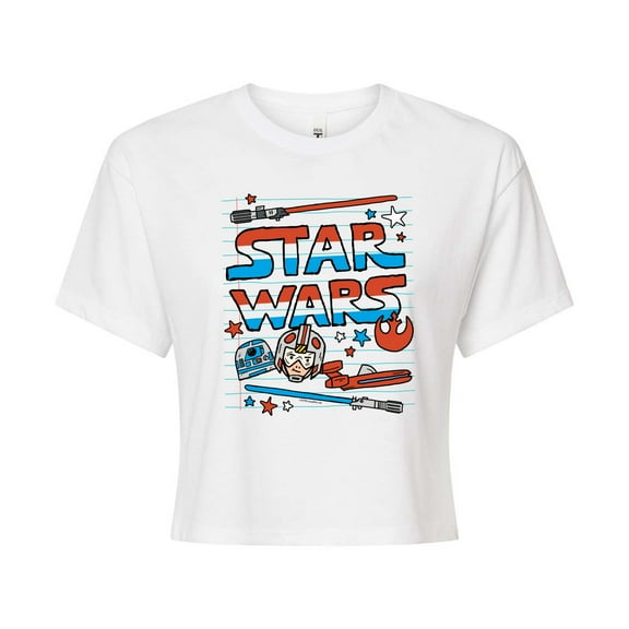 Star Wars - Doodle Americana - Juniors Cropped Tee