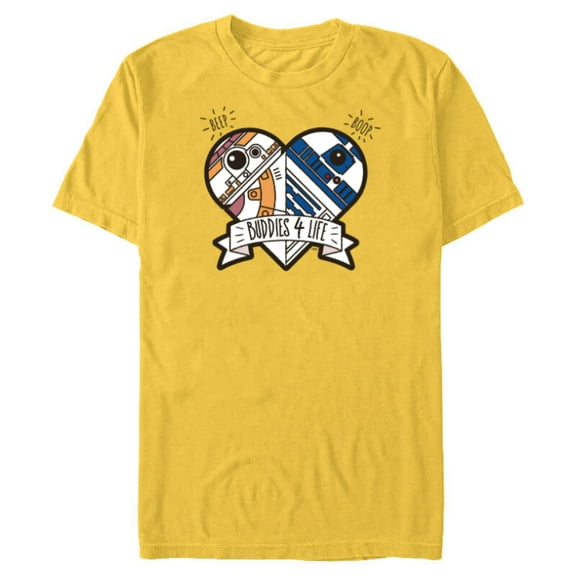 Star Wars Droid BB-8 and R2-D2 Buddies 4 Life - Short Sleeve Blended T-Shirt for Adults - Customized-Yellow