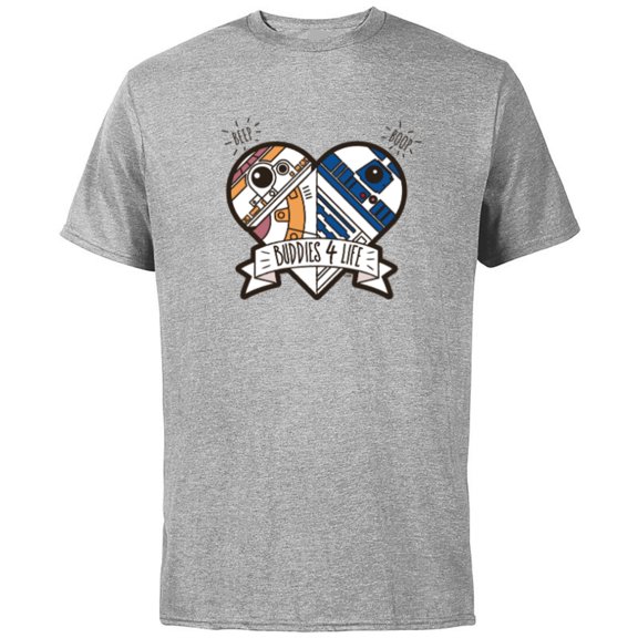 Star Wars Droid BB-8 and R2-D2 Buddies 4 Life - Short Sleeve Cotton T-Shirt for Adults - Customized-Athletic Heather