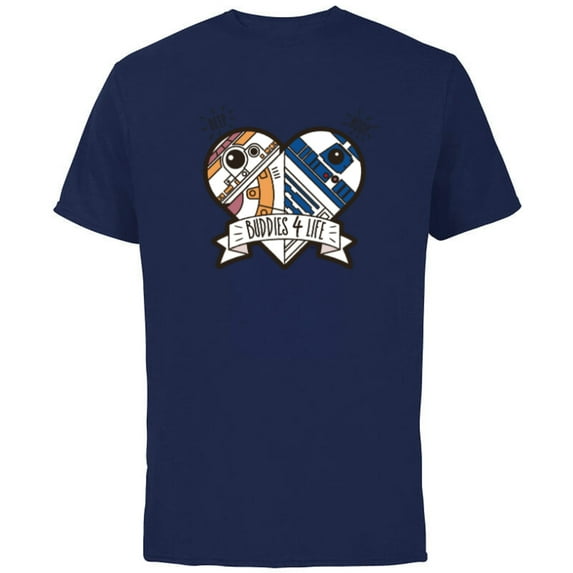 Star Wars Droid BB-8 and R2-D2 Buddies 4 Life - Short Sleeve Cotton T-Shirt for Adults - Customized-Navy