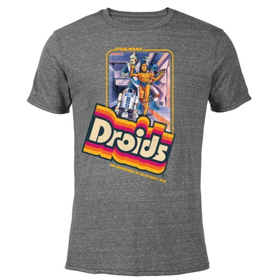 Star Wars Droids: The Adventures of R2-D2 & C-3PO Vintage - Short Sleeve Blended T-Shirt for Adults - Customized-Dark Heather