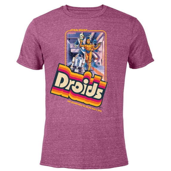 Star Wars Droids: The Adventures of R2-D2 & C-3PO Vintage - Short Sleeve Blended T-Shirt for Adults - Customized-Purple