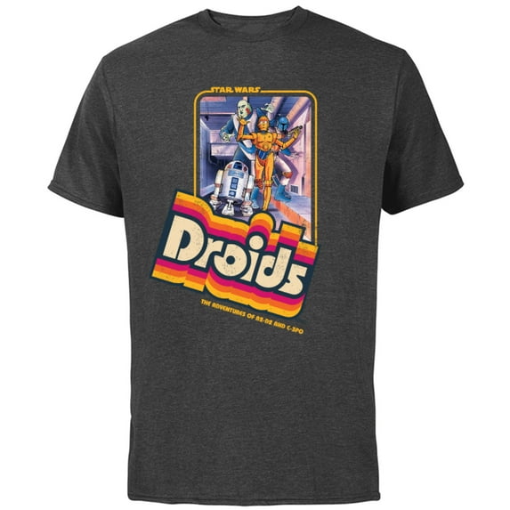 Star Wars Droids: The Adventures of R2-D2 & C-3PO Vintage - Short Sleeve Cotton T-Shirt for Adults - Customized-Charcoal
