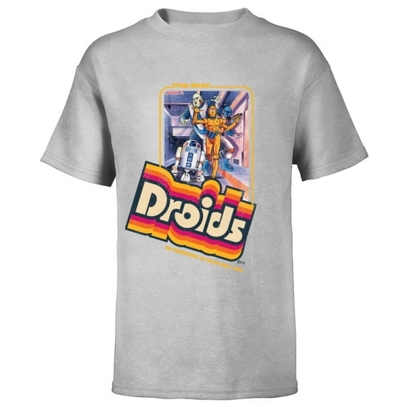 Star Wars Droids: The Adventures of R2-D2 & C-3PO Vintage - Short Sleeve T-Shirt for Kids - Customized-Athletic Heather