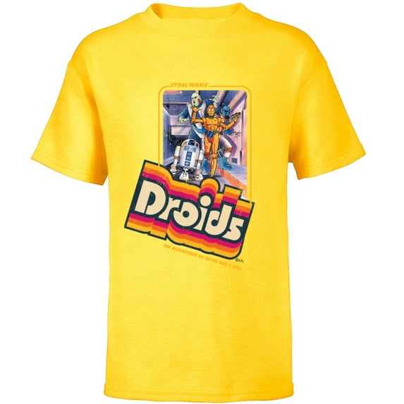 Star Wars Droids: The Adventures of R2-D2 & C-3PO Vintage - Short Sleeve T-Shirt for Kids - Customized-Yellow