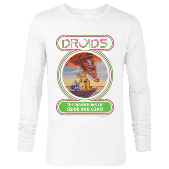 Star Wars Droids: The Adventures of R2-D2 and C-3PO Neon - Long Sleeve T-Shirt for Men - Customized-White