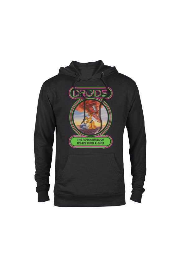Droids: The Adventures of R2-D2 and C-3PO Neon - Pullover Hoodie for Adults - Customized-Black