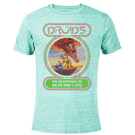 Star Wars Droids: The Adventures of R2-D2 and C-3PO Neon - Short Sleeve Blended T-Shirt for Adults - Customized-Ocean Blue