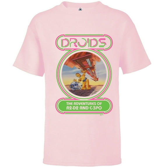 Star Wars Droids: The Adventures of R2-D2 and C-3PO Neon - Short Sleeve T-Shirt for Kids - Customized-Soft Pink