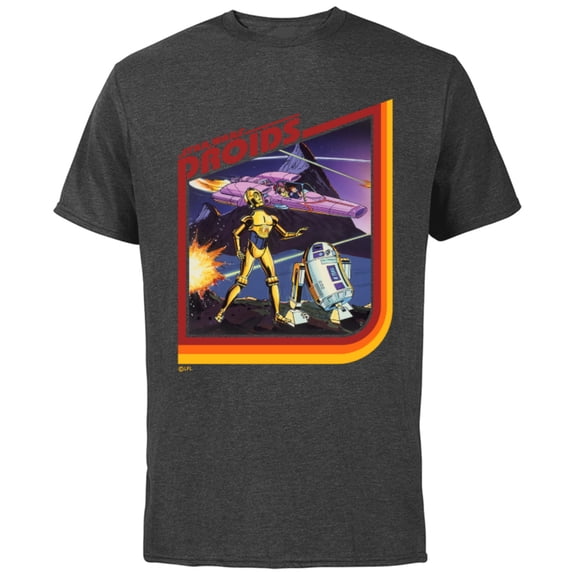 Star Wars Droids: The Adventures of R2-D2 and C-3PO Retro - Short Sleeve Cotton T-Shirt for Adults - Customized-Charcoal