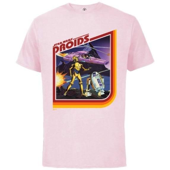 Star Wars Droids: The Adventures of R2-D2 and C-3PO Retro - Short Sleeve Cotton T-Shirt for Adults - Customized-Soft Pink