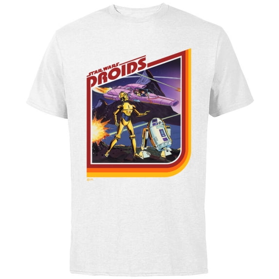 Star Wars Droids: The Adventures of R2-D2 and C-3PO Retro - Short Sleeve Cotton T-Shirt for Adults - Customized-White