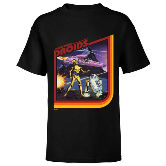 Star Wars Droids: The Adventures of R2-D2 and C-3PO Retro - Short Sleeve T-Shirt for Kids - Customized-Black