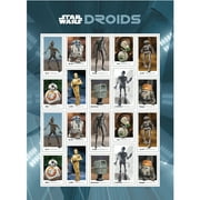 Star Wars Droids USPS Forever Postage Stamp 1 Sheet of 20 First Class Robots Clone Galactic Celebrate Announcement Wedding Holiday (20 Stamps)