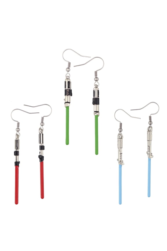 Star Wars Earrings Light Saber Dangle Ear Hook 3-Pair Set
