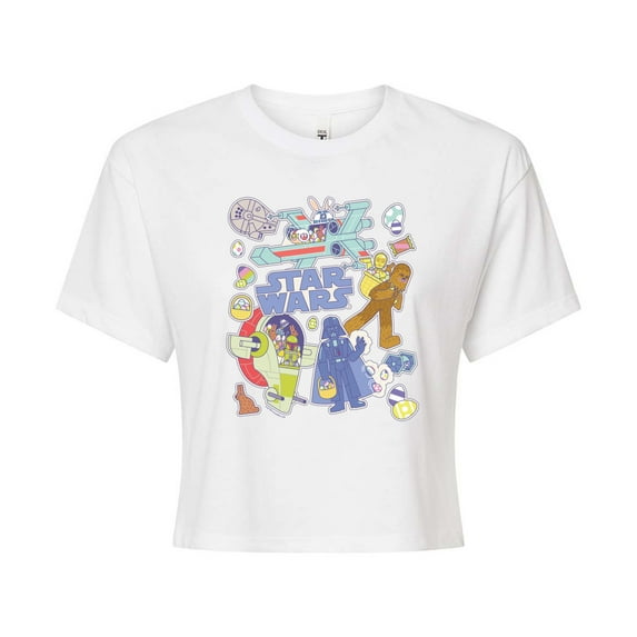 Star Wars - Easter Sticker - Juniors Cropped Graphic T-Shirt