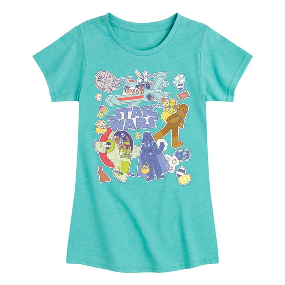 Star Wars - Easter Sticker - Toddler And Youth Girls Fitted Short Sleeve Graphic T-Shirt