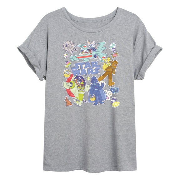 Star Wars - Easter Sticker - Women's Oversized Graphic T-Shirt