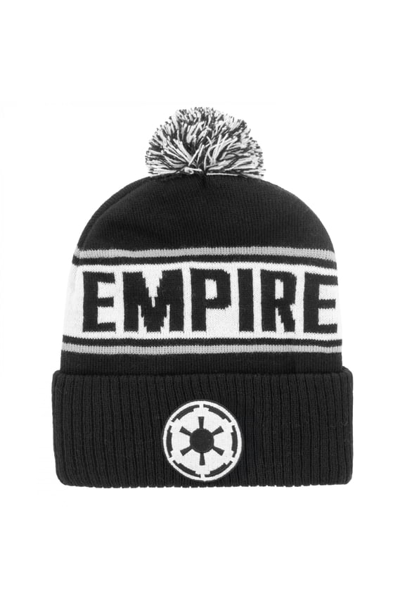Empire Logo Jacquard Knit Cuffed Beanie with Pom