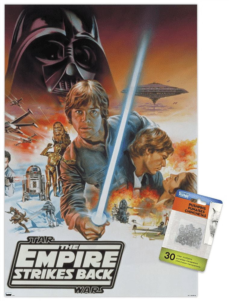 Star Wars: Empire Strikes Back - Cover Illustration Wall Poster with Pushpins, 14.725" x 22.375"