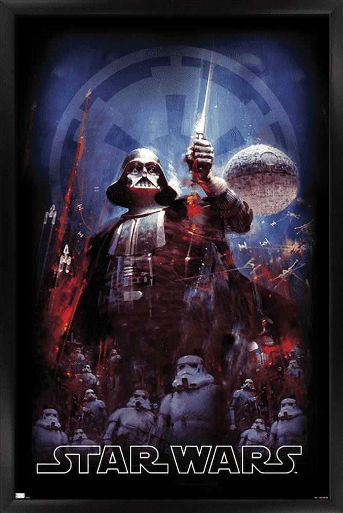 Star Wars: Empire Strikes Back - Empire Illustration Wall Poster, 22.375" x 34", Framed
