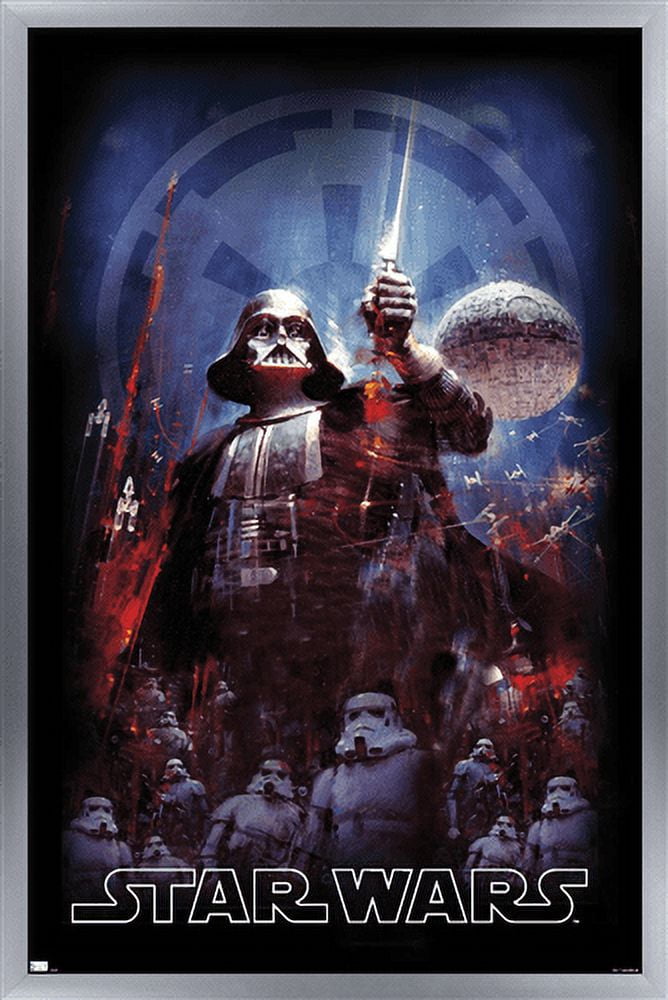 Star Wars: Empire Strikes Back - Empire Illustration Wall Poster, 22.375" x 34", Framed