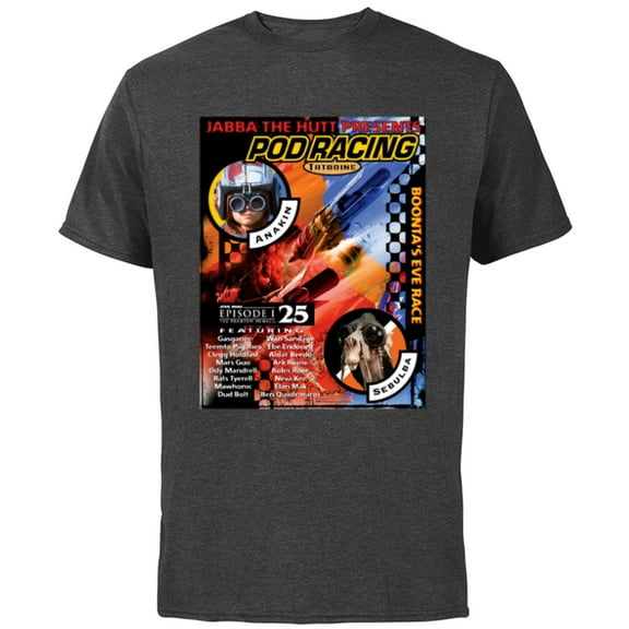 Star Wars Episode I 25th Anniversary Anakin Podracing Poster- Short Sleeve Cotton T-Shirt for Adults - Customized-Charcoal