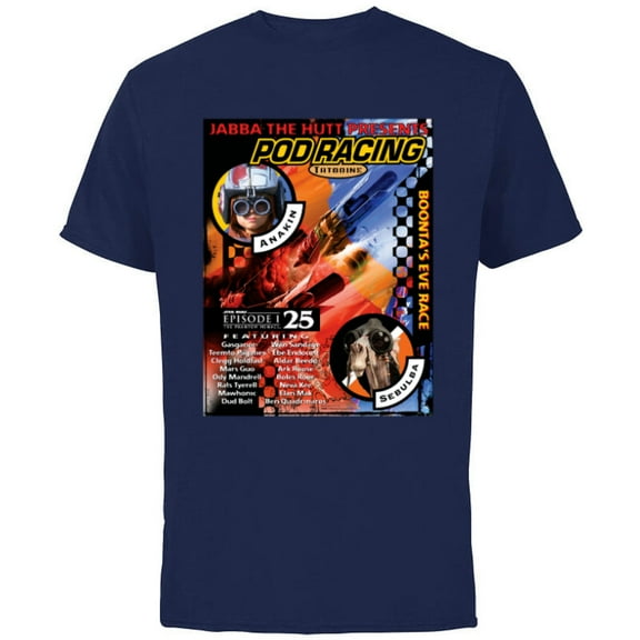Star Wars Episode I 25th Anniversary Anakin Podracing Poster- Short Sleeve Cotton T-Shirt for Adults - Customized-Navy