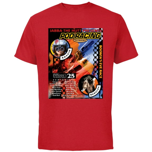 Star Wars Episode I 25th Anniversary Anakin Podracing Poster- Short Sleeve Cotton T-Shirt for Adults - Customized-Red