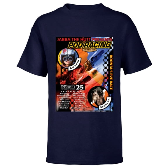 Star Wars Episode I 25th Anniversary Anakin Podracing Poster- Short Sleeve T-Shirt for Kids - Customized-Navy