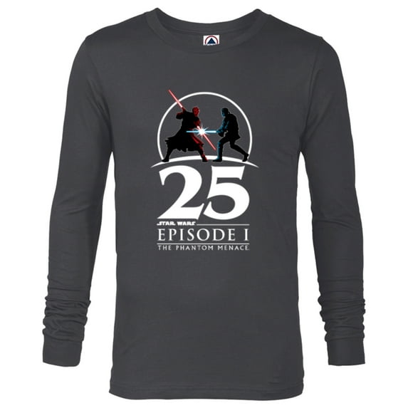Star Wars Episode I 25th Anniversary Darth Maul vs. Obi-Wan- Long Sleeve T-Shirt for Men - Customized-Charcoal Heather