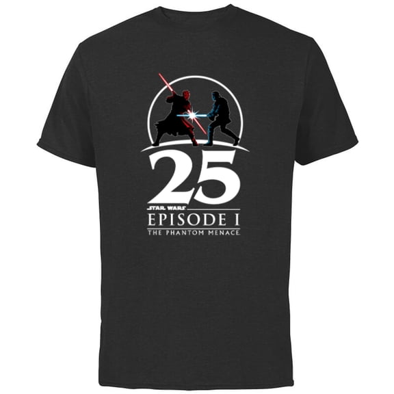 Star Wars Episode I 25th Anniversary Darth Maul vs. Obi-Wan- Short Sleeve Cotton T-Shirt for Adults - Customized-Black