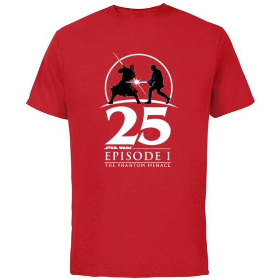 Star Wars Episode I 25th Anniversary Darth Maul vs. Obi-Wan- Short Sleeve Cotton T-Shirt for Adults - Customized-Red