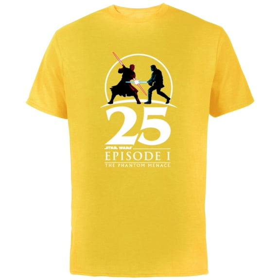Star Wars Episode I 25th Anniversary Darth Maul vs. Obi-Wan- Short Sleeve Cotton T-Shirt for Adults - Customized-Yellow